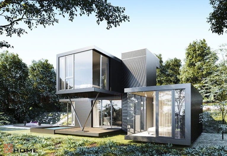 Mẫu nhà lắp ghép 2 tầng