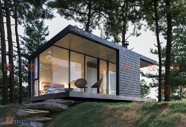 nhà khung thép bên sườn đồi