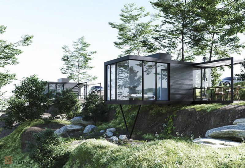 Quan cafe khung thep 2 tang