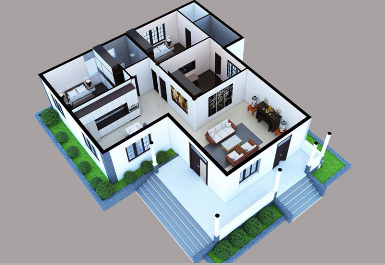 nha-cap-4-3-phong-ngu-5 mẫu thiết kế nhà cấp 4 3 phòng ngủ