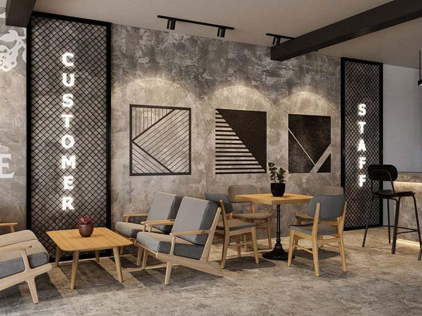 Thiết Kế Quán Cafe Khung Thép Tiền Chế 2 Tầng Siêu Đẹp