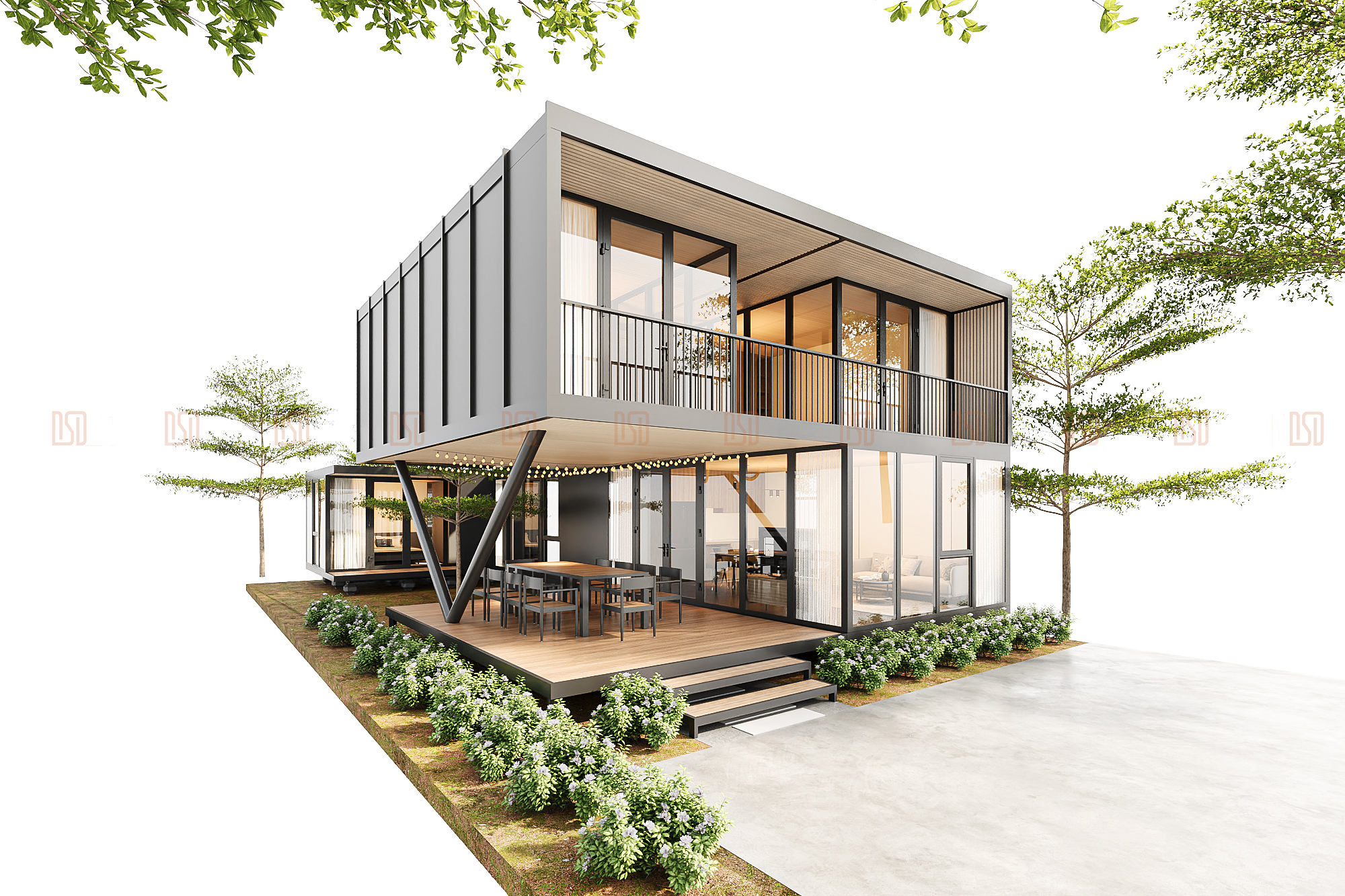 Kiến trúc nhà lắp ghép cao cấp với thiết kế tối giản tinh tế và hài hòa thiên nhiên