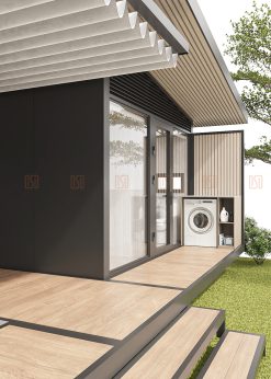 Khu hiên mái bạt kết hợp BBQ và bể sục tạo không gian nghỉ dưỡng ngay tại nhà