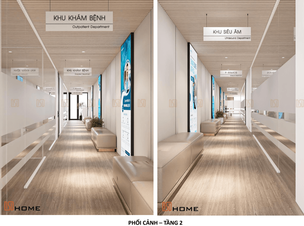 Hành lang phòng khám rộng thoáng giúp tối ưu lưu thông di chuyển