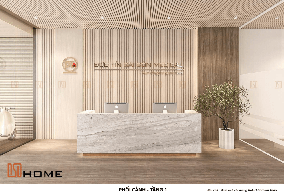 Khu lễ tân phòng khám hiện đại tạo ấn tượng ngay từ lần đầu trải nghiệm